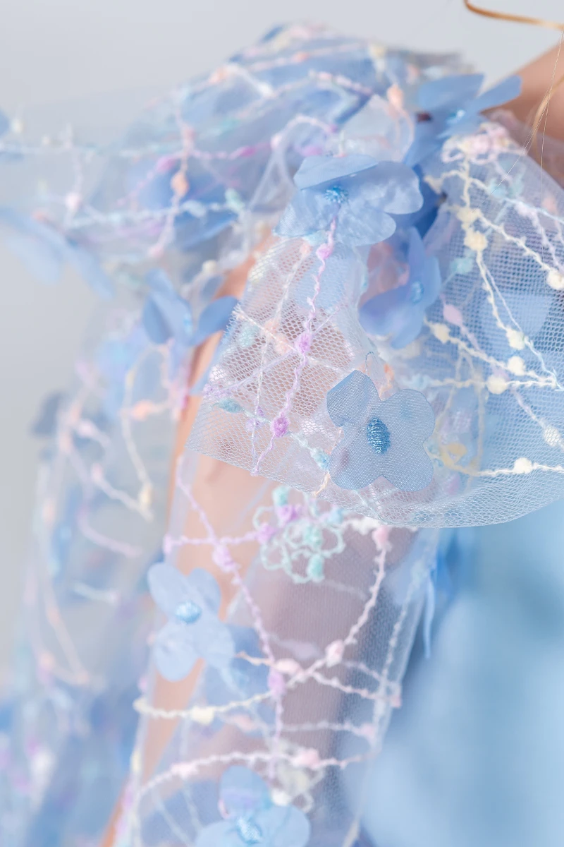 Papatya Model Kız Çocuk Abiye Elbise  - MAVİ