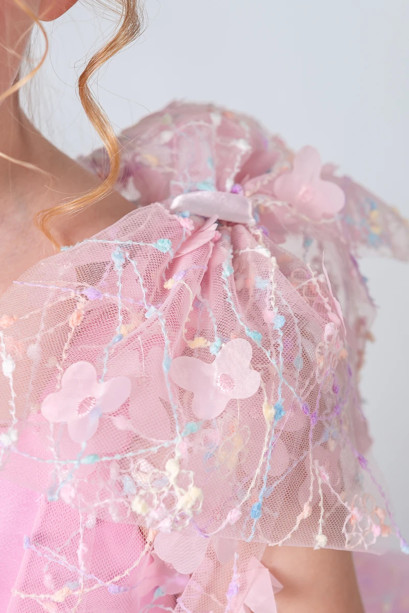 Papatya Model Kız Çocuk Abiye Elbise  - PEMBE