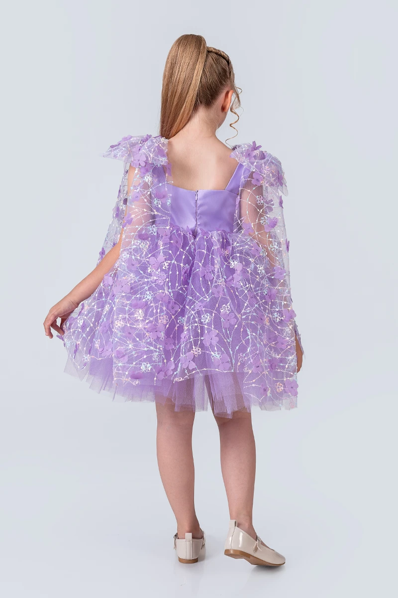 Papatya Model Kız Çocuk Abiye Elbise  - LİLA