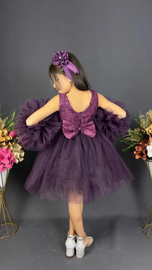 Kız Çocuk Dantelli Ponpon Elbise  - MÜRDÜM