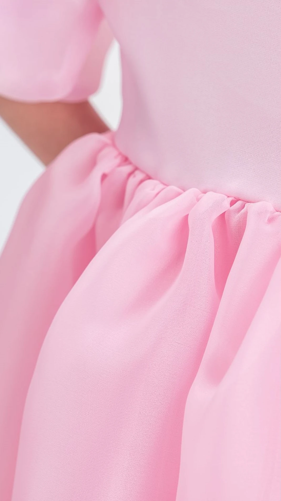Kuyruklu Kız Çocuk Abiye Elbise Karolin Kumaş  - PEMBE
