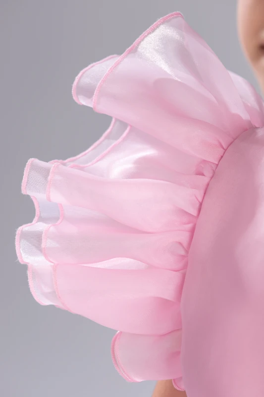 Şık Tasarım Prenses Taçlı Kuyruklu Kız Çocuk Abiye - PEMBE