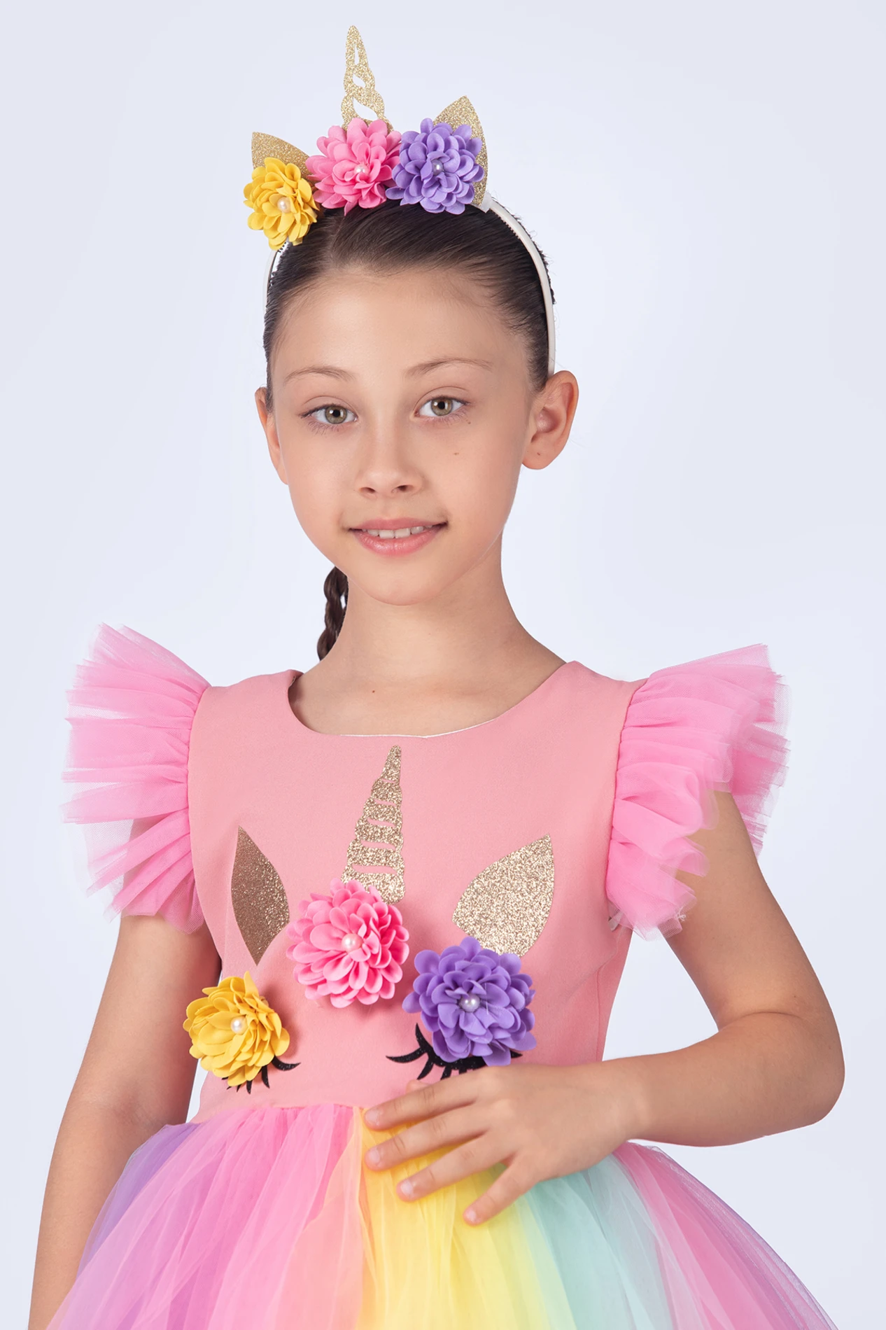 Unicorn Kız Çocuk Doğum Günü Ve Parti Elbisesi  - PUDRA